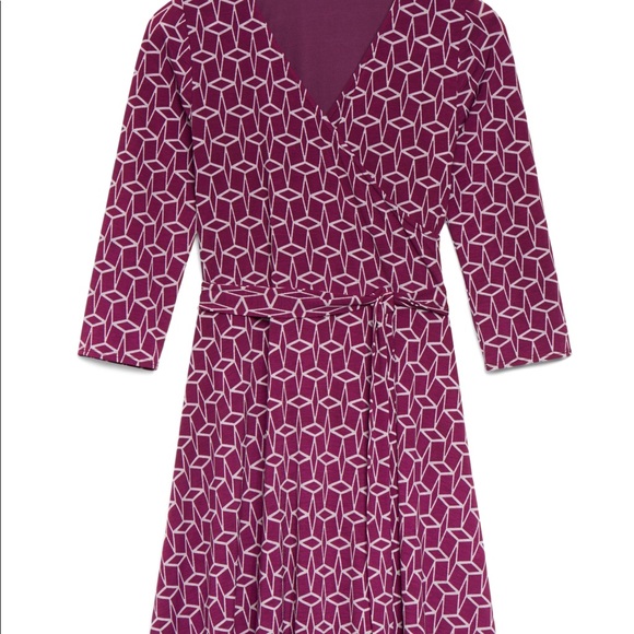 Purple Geo-Pattern Jersey Wrap Dress - Picture 1 of 4